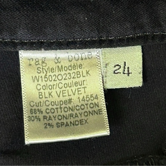 Rag And Bone Black Velvet Skinny Stretch Jeans Zipper Size 24 - Picture 6 of 14